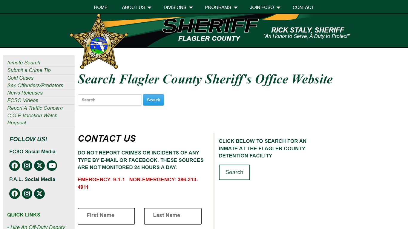 Flagler County Sheriff Office | Search Page